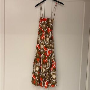 Mara Hoffman Red and Brown Floral Midi Dress